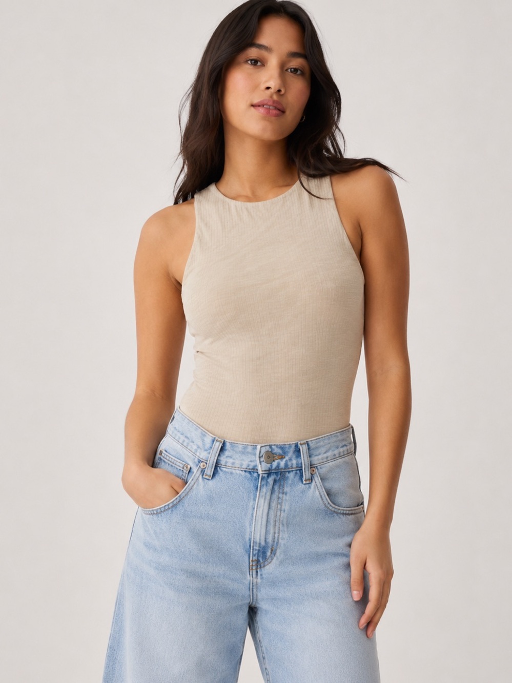 OFFLINE by Aerie Real Me Lux Ribbed High Neck Bodysuit, sz. S